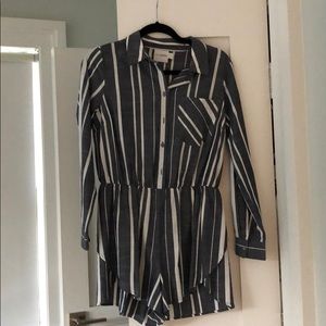 ASOS Petite Striped Collared Romper